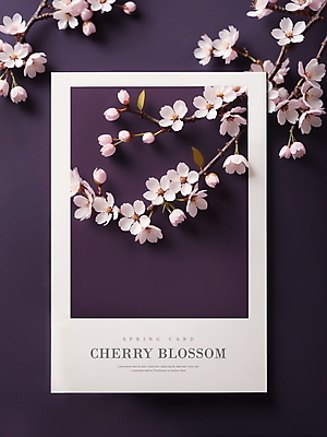 PSD 편집이미지 꽃 프레임 사람없음 보라색 봄 벚꽃 디지털합성 편집소스 이미지편집 카드프레임 식물 계절 컬러 파일형식