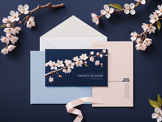 PSD 편집이미지 꽃 편지봉투 프레임 사람없음 봄 벚꽃 남색 디지털합성 편집소스 이미지편집 카드프레임 식물 계절 컬러 봉투 편지 파일형식