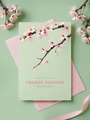 PSD 편집이미지 꽃 프레임 사람없음 봄 벚꽃 디지털합성 민트색 편집소스 이미지편집 카드프레임 식물 계절 컬러 파일형식