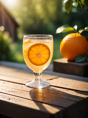 JPG 편집이미지 음료 오렌지 과일 나뭇잎 잔 사람없음 컵 디지털합성 나무탁자 에이드 오렌지에이드 편집소스 편집실사 AI포토 AI콘텐츠 식기 잎 탁자 CG 파일형식