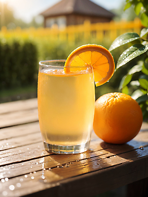 JPG 편집이미지 음료 오렌지 과일 나뭇잎 잔 사람없음 컵 디지털합성 나무탁자 에이드 오렌지에이드 편집소스 편집실사 AI포토 AI콘텐츠 식기 잎 탁자 CG 파일형식