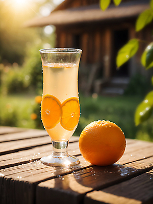 JPG 편집이미지 음료 오렌지 과일 나뭇잎 잔 사람없음 컵 디지털합성 나무탁자 에이드 오렌지에이드 편집소스 편집실사 AI포토 AI콘텐츠 식기 잎 탁자 CG 파일형식