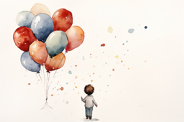 JPG 전신 남자 어린이 일러스트 수채화 한명 서기 소년 분위기 풍선 소년한명만 동심 국내일러스트 AI일러스트 AI콘텐츠 1 컨셉 모션 사람 남자한명만 소년만 파일형식