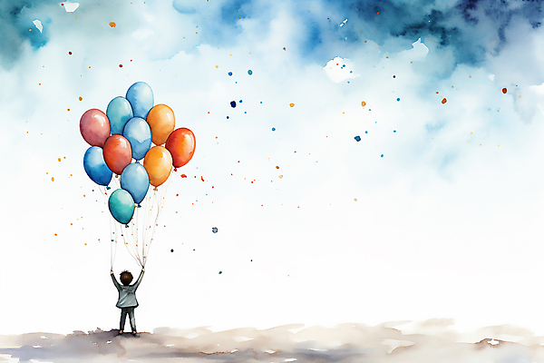 JPG 전신 남자 어린이 일러스트 하늘 수채화 한명 서기 소년 만세 분위기 풍선 소년한명만 동심 국내일러스트 AI일러스트 AI콘텐츠 1 컨셉 모션 사람 남자한명만 소년만 파일형식