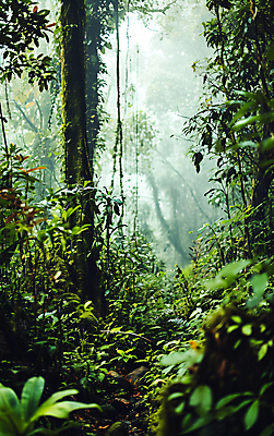 JPG 나무 편집이미지 자연 열대 풍경 사람없음 초록색 숲속 신비 열대우림 울창 편집실사 AI포토 AI콘텐츠 식물 컬러 컨셉 숲 CG 생태계 파일형식