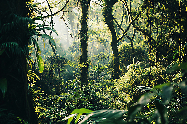 JPG 나무 편집이미지 자연 열대 풍경 사람없음 초록색 빛 숲속 신비 열대우림 울창 편집실사 AI포토 AI콘텐츠 식물 컬러 컨셉 숲 CG 생태계 파일형식