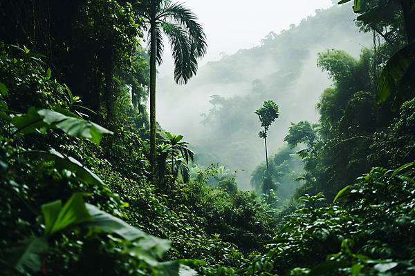 JPG 나무 편집이미지 자연 열대 풍경 사람없음 초록색 숲속 신비 열대우림 울창 편집실사 AI포토 AI콘텐츠 식물 컬러 컨셉 숲 CG 생태계 파일형식