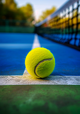 JPG 편집이미지 취미 사람없음 파란색 테니스 테니스장 테니스공 편집실사 AI포토 AI콘텐츠 컬러 공 스포츠시설 구기 테니스용품 CG 파일형식