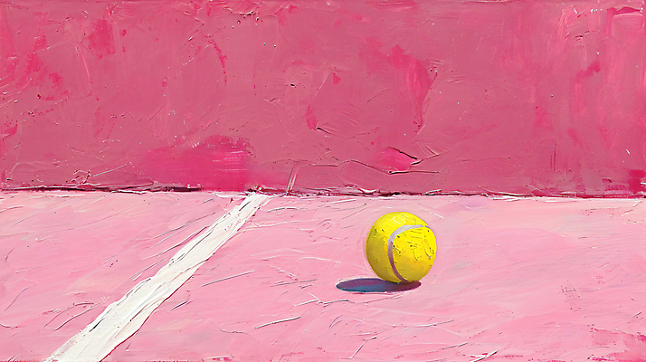 JPG 편집이미지 분홍색 취미 사람없음 테니스 테니스장 테니스공 유화 편집실사 AI포토 AI콘텐츠 컬러 공 스포츠시설 미술 구기 테니스용품 CG 파일형식