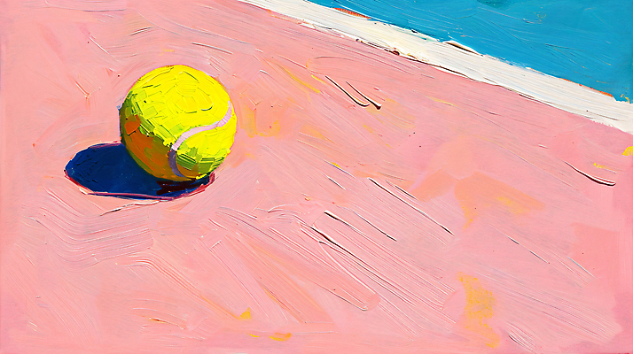 JPG 편집이미지 분홍색 취미 사람없음 테니스 테니스장 테니스공 유화 편집실사 AI포토 AI콘텐츠 컬러 공 스포츠시설 미술 구기 테니스용품 CG 파일형식