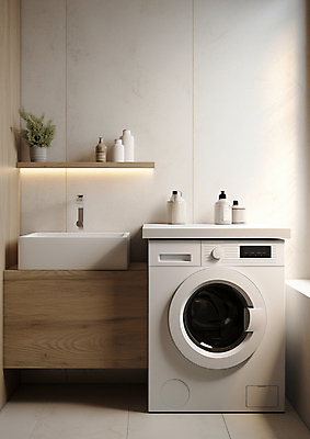 JPG 편집이미지 화분 화초 선반 사람없음 전자제품 깨끗함 빨래 청소 세면대 세탁기 공병 드럼세탁기 편집실사 AI포토 AI콘텐츠 식물 가구 컨셉 가사 가전제품 CG 병_담는 파일형식