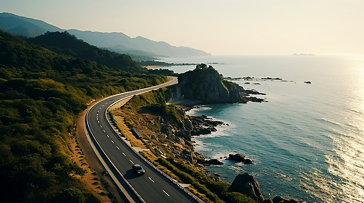 JPG 편집이미지 길 바다 자연 풍경 해변 사람없음 야외 고속도로 해안도로 편집실사 AI포토 AI콘텐츠 도로 CG 생태계 파일형식
