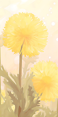 JPG 잎 일러스트 풍경 사람없음 햇빛 노란색 봄 분위기 민들레 국내일러스트 AI일러스트 AI콘텐츠 식물 계절 꽃 컬러 컨셉 태양 파일형식