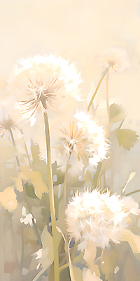 JPG 잎 일러스트 풍경 사람없음 햇빛 봄 흰색 분위기 민들레 민들레홀씨 국내일러스트 AI일러스트 AI콘텐츠 식물 계절 꽃 컬러 컨셉 태양 파일형식