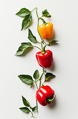 JPG 스튜디오촬영 편집이미지 줄기 잎 피망 사람없음 컬러풀 신선 편집실사 AI포토 AI콘텐츠 식물 컬러 채소 실내 CG 파일형식