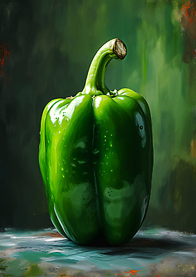 JPG 스튜디오촬영 편집이미지 피망 사람없음 초록색 신선 그림 유화 편집실사 AI포토 AI콘텐츠 컬러 채소 실내 미술 CG 파일형식