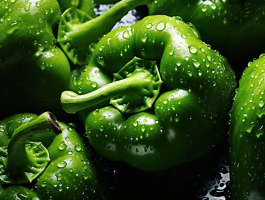 JPG 스튜디오촬영 편집이미지 피망 사람없음 초록색 물방울 신선 편집실사 AI포토 AI콘텐츠 컬러 채소 실내 CG 파일형식
