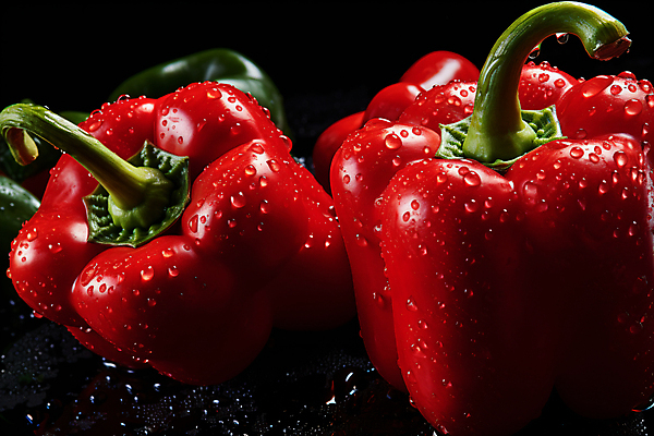 JPG 스튜디오촬영 편집이미지 피망 사람없음 빨간색 물방울 신선 편집실사 AI포토 AI콘텐츠 컬러 채소 실내 CG 파일형식
