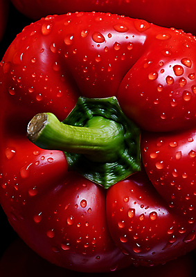 JPG 스튜디오촬영 편집이미지 피망 사람없음 빨간색 물방울 신선 편집실사 AI포토 AI콘텐츠 컬러 채소 실내 CG 파일형식