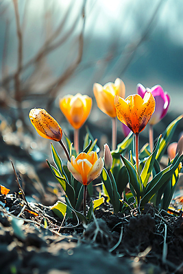 JPG 편집이미지 꽃 잎 자연 사람없음 환경 주황색 분위기 디지털합성 편집실사 AI포토 AI콘텐츠 식물 컬러 컨셉 CG 생태계 파일형식