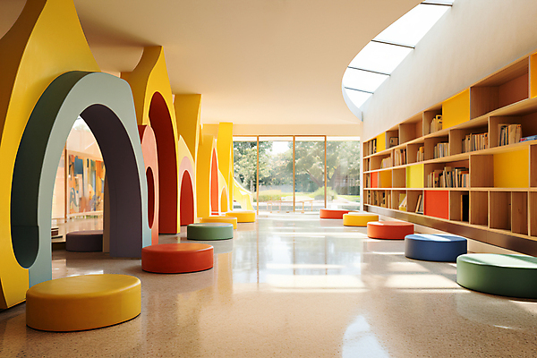 JPG 편집이미지 의자 창문 놀이 책장 실내 사람없음 책 인테리어 햇빛 노란색 공간 디지털합성 키즈카페 편집실사 AI포토 AI콘텐츠 디자인 컬러 가구 내부 태양 카페 CG 파일형식