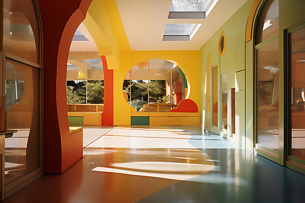 JPG 편집이미지 창문 놀이 실내 그림자 사람없음 인테리어 햇빛 노란색 공간 디지털합성 키즈카페 편집실사 AI포토 AI콘텐츠 디자인 컬러 내부 태양 카페 CG 파일형식