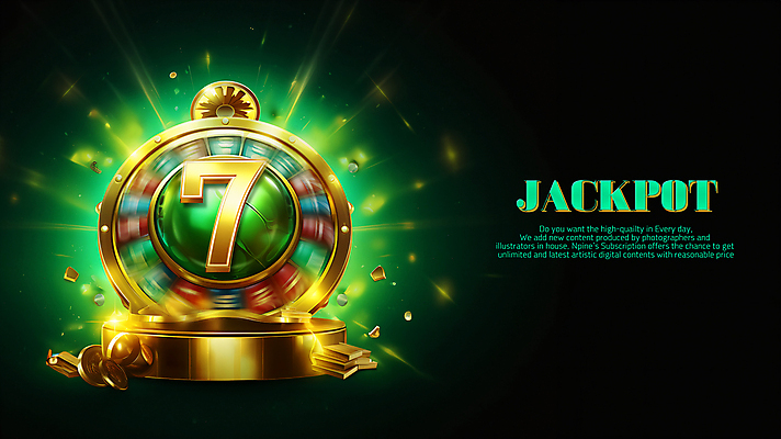 PSD 편집이미지 버튼 사람없음 초록색 빛 반짝임 어둠 기계 금색 도박 카지노 금괴 슬롯머신 잭팟 이미지편집 컬러 모션 황금 파일형식