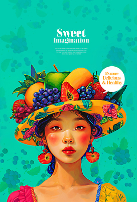 PSD 모자 응시 여자 여행 잎 꽃무늬 과일 일러스트 상상 딸기 포도 한명 상반신 성인 컬러풀 귀걸이 달콤 열대과일 성인여자한명만 트로피컬아트 국내일러스트 식물 1 시선 잡화 꽃 컬러 무늬 장신구 사람 맛 그림 여자한명만 성인여자만 파일형식