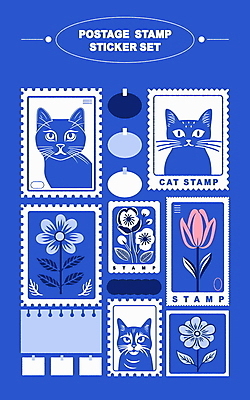 편집이미지 꽃 스티커 문구용품 사람없음 파란색 세트 고양이 튤립 메모지 스프링노트 우표 엘리먼트 미니멀 이미지편집 AI파일 식물 컬러 포유류 반려동물 사무용품 공책 오브젝트 파일형식 벡터