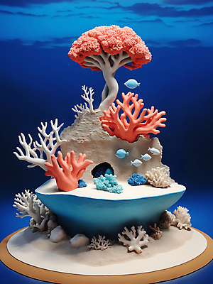 JPG 편집이미지 바다 어류 사람없음 바닷속 수중 산호 산호초 디지털합성 점토 편집소스 편집실사 AI컴퓨터그래픽 AI콘텐츠 수중동물 수중식물 자포동물 CG 파일형식