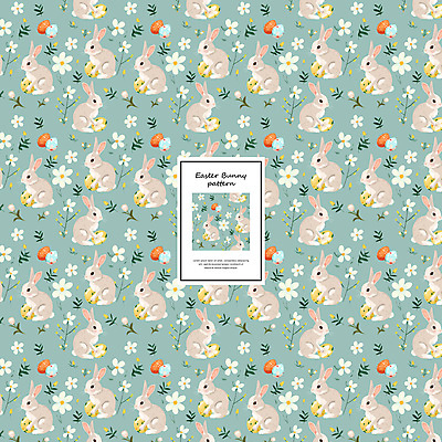 PSD 편집이미지 잎 패턴 사람없음 귀여움 패턴백그라운드 토끼 빈티지 부활절계란 아기자기 이미지편집 식물 백그라운드 컨셉 무늬 포유류 부활절 반려동물 계란 파일형식