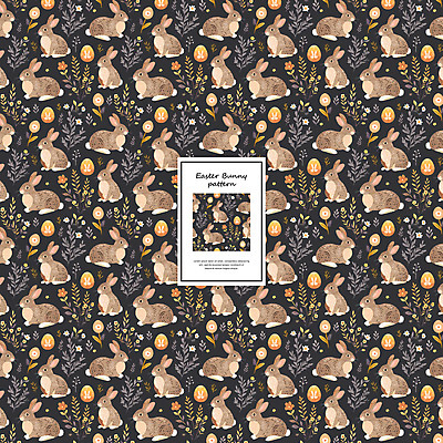 PSD 편집이미지 꽃 잎 패턴 사람없음 귀여움 검은색 패턴백그라운드 토끼 빈티지 부활절계란 아기자기 이미지편집 식물 컬러 백그라운드 컨셉 무늬 포유류 부활절 반려동물 계란 파일형식