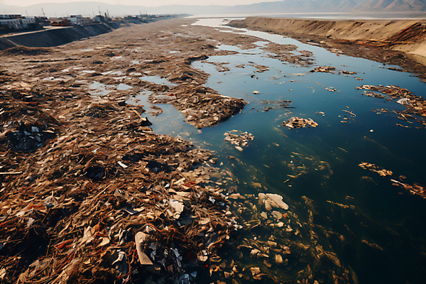 JPG 편집이미지 사람없음 물 환경오염 오염 지저분함 쓰레기 디지털합성 수질오염 수질 편집실사 AI포토 AI콘텐츠 자연요소 컨셉 감각 CG 파일형식