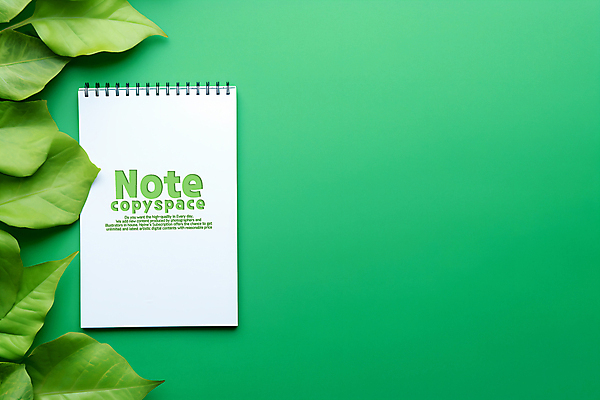PSD 편집이미지 종이 잎 사람없음 초록색 스프링노트 카피스페이스 이미지편집 식물 컬러 공책 공백 파일형식