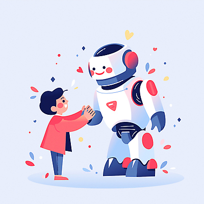 전신 라이프스타일 남자 행복 어린이 과학 일러스트 미래 악수 기술 정보기술 한명 소년 빨간색 친구 마주보기 과학기술 로봇 공학 소년한명만 AI_인공지능 국내일러스트 AI파일 1 교육 감정 컬러 컨셉 관계 모션 사람 손짓 생활 남자한명만 소년만 파일형식 벡터