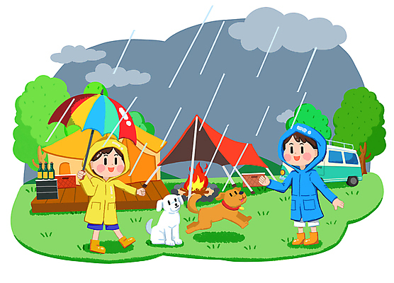 전신 PSD 나무 여자 남자 반려견 어린이 일러스트 우산 하늘 휴식 텐트 들기 소녀 소년 취미 두명 봄 캠핑 봄비 비 강아지 모닥불 캠핑장 먹구름 우비 캠핑카 어린이만 국내일러스트 자연요소 식물 옷 계절 컨셉 모션 자동차 불 레저 날씨 캠핑도구 사람 반려동물 비_날씨 개 파일형식 구름_자연