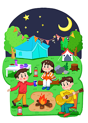 전신 PSD 나무 여자 남자 별 음료 연주 일러스트 하늘 휴식 텐트 들기 앉기 성인 취미 세명 봄 캠핑 달 기타 야간 모닥불 캠핑장 통나무 가랜드 성인만 캠핑의자 국내일러스트 자연요소 식물 계절 음악 컨셉 의자 모션 불 현악기 레저 캠핑도구 사람 파티용품 파일형식