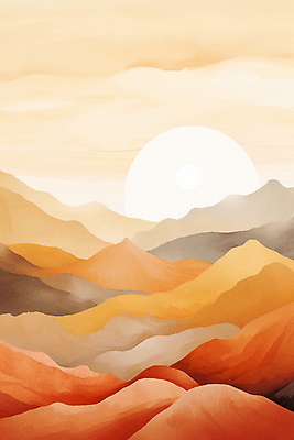 JPG 구름 백그라운드 일러스트 자연 하늘 추상 산 풍경 사람없음 태양 주황색 미니멀 국내일러스트 AI일러스트 AI콘텐츠 자연요소 컬러 무늬 생태계 파일형식