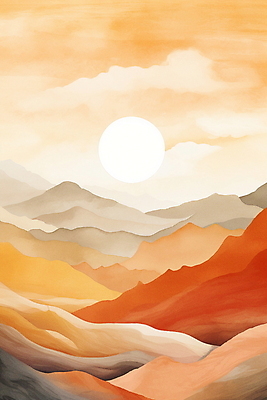 JPG 구름 백그라운드 일러스트 자연 하늘 추상 산 풍경 사람없음 태양 주황색 미니멀 국내일러스트 AI일러스트 AI콘텐츠 자연요소 컬러 무늬 생태계 파일형식