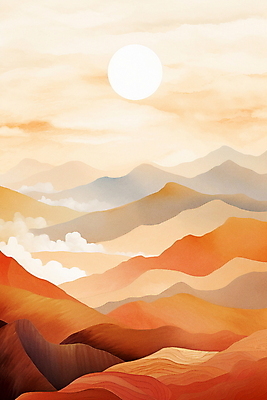 JPG 구름 백그라운드 일러스트 자연 하늘 추상 산 풍경 사람없음 태양 주황색 미니멀 국내일러스트 AI일러스트 AI콘텐츠 자연요소 컬러 무늬 생태계 파일형식