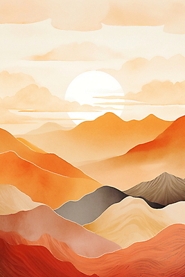 JPG 구름 백그라운드 일러스트 자연 하늘 추상 산 풍경 사람없음 태양 주황색 미니멀 국내일러스트 AI일러스트 AI콘텐츠 자연요소 컬러 무늬 생태계 파일형식