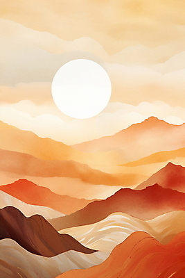 JPG 구름 백그라운드 일러스트 자연 하늘 추상 산 풍경 사람없음 태양 주황색 미니멀 국내일러스트 AI일러스트 AI콘텐츠 자연요소 컬러 무늬 생태계 파일형식