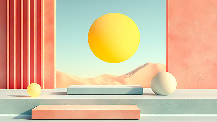 JPG 편집이미지 백그라운드 사람없음 장식 인테리어 공간 원형 디지털합성 모던 색채 파스텔톤 편집소스 미니멀 이미지편집 편집실사 AI컴퓨터그래픽 AI콘텐츠 도형 디자인 컬러 CG 파일형식