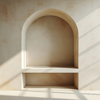 JPG 편집이미지 디자인 건축 벽 백그라운드 실내 그림자 사람없음 햇빛 공간 분위기 디지털합성 모던 아치 질감 편집소스 미니멀 비어있는 편집실사 AI포토 AI콘텐츠 컨셉 내부 태양 CG 파일형식