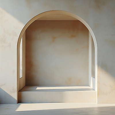 JPG 편집이미지 디자인 건축 벽 백그라운드 실내 그림자 사람없음 햇빛 사각형 공간 분위기 디지털합성 모던 아치 질감 편집소스 미니멀 비어있는 편집실사 AI포토 AI콘텐츠 도형 컨셉 내부 태양 CG 파일형식