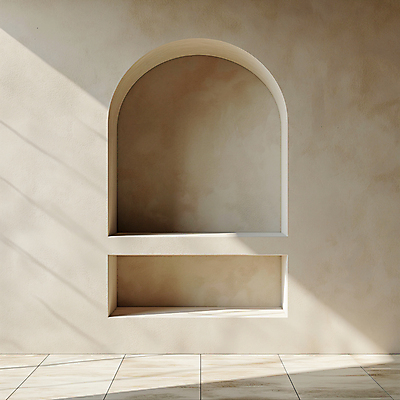 JPG 편집이미지 디자인 건축 벽 백그라운드 실내 그림자 사람없음 햇빛 공간 분위기 디지털합성 모던 아치 질감 편집소스 미니멀 비어있는 편집실사 AI포토 AI콘텐츠 컨셉 내부 태양 CG 파일형식