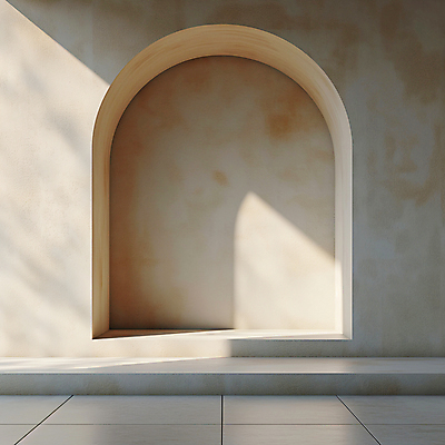 JPG 편집이미지 디자인 건축 벽 백그라운드 실내 그림자 사람없음 햇빛 공간 분위기 디지털합성 모던 아치 질감 편집소스 미니멀 비어있는 편집실사 AI포토 AI콘텐츠 컨셉 내부 태양 CG 파일형식