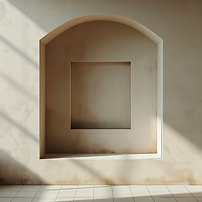 JPG 편집이미지 디자인 건축 벽 백그라운드 실내 그림자 사람없음 햇빛 사각형 공간 분위기 디지털합성 모던 아치 질감 편집소스 미니멀 비어있는 편집실사 AI포토 AI콘텐츠 도형 컨셉 내부 태양 CG 파일형식