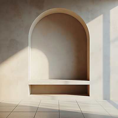 JPG 편집이미지 디자인 건축 벽 백그라운드 실내 그림자 사람없음 햇빛 공간 분위기 디지털합성 모던 아치 질감 편집소스 미니멀 비어있는 편집실사 AI포토 AI콘텐츠 컨셉 내부 태양 CG 파일형식