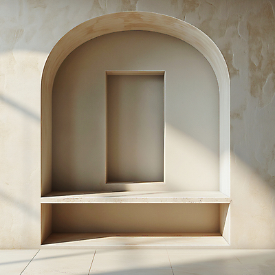 JPG 편집이미지 디자인 건축 벽 백그라운드 실내 그림자 사람없음 햇빛 사각형 공간 분위기 디지털합성 모던 아치 질감 편집소스 미니멀 비어있는 편집실사 AI포토 AI콘텐츠 도형 컨셉 내부 태양 CG 파일형식